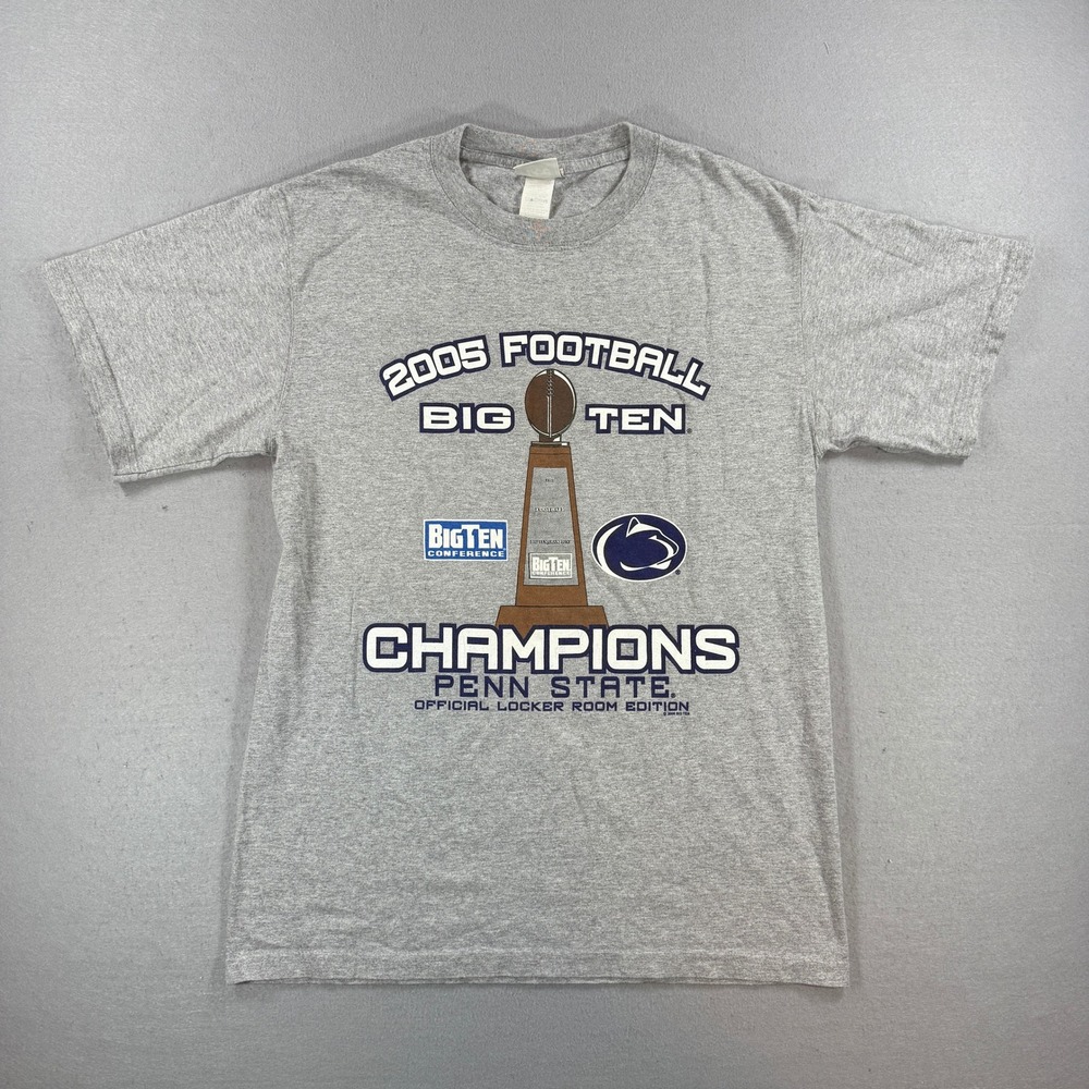 Vtg Penn State T-Shirt Men Medium Gray 2005 Big Ten Champions Football Lee Sport